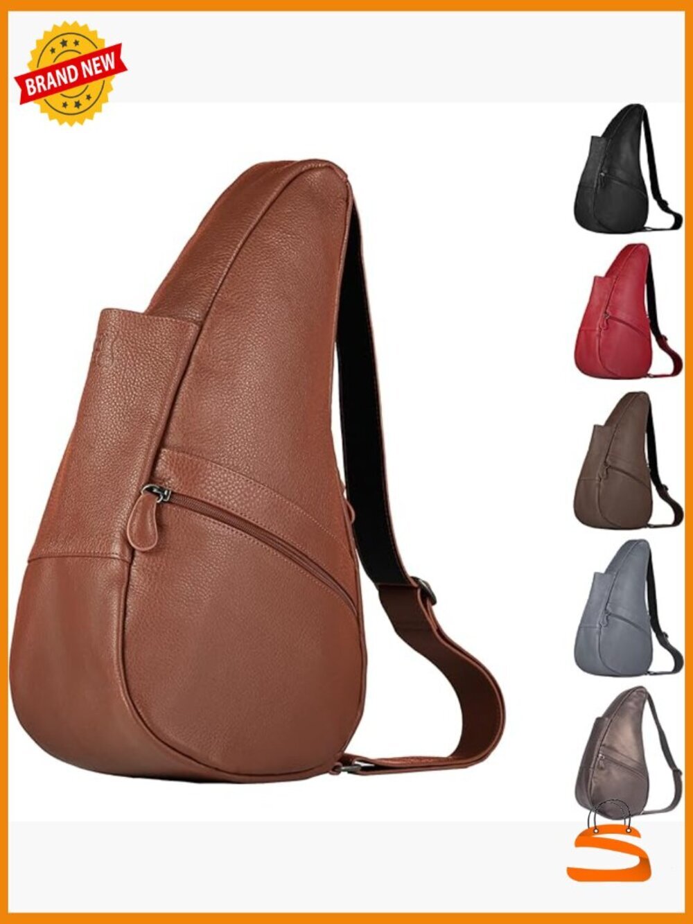 17" Full-Grain Leather Ergonomic Crossbody Sling Bag - Works with 16" Laptop
